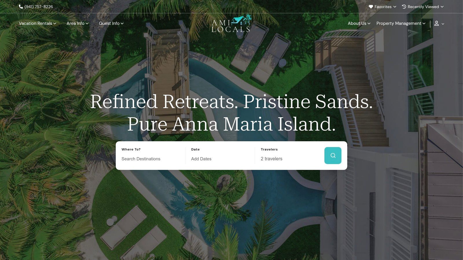 A family enjoys the poolside of a tropical resort-style home, an example of the gulf coast beach house rentals from AMI Locals