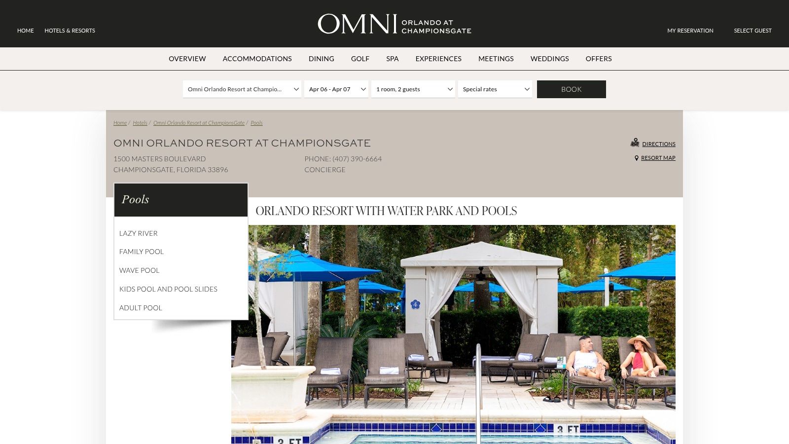 Omni Orlando Resort at ChampionsGate – Wave Pool, Lazy River, and Slides